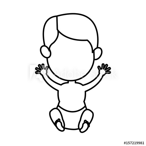 500x500 Cute Baby Jesus Nativity Celebration, Outline Image Vector