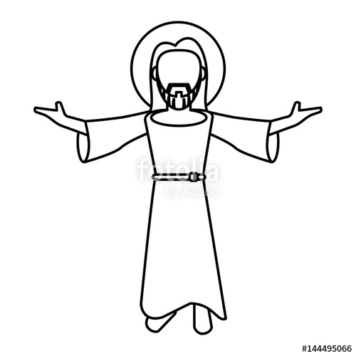 500x500 Jesus Christ Blessed Faith Outline Vector Illustration