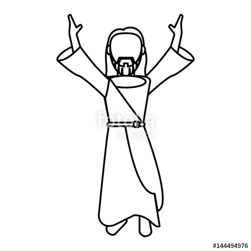 500x500 Jesus Christ Prayer Devotion Outline Vector Illustration