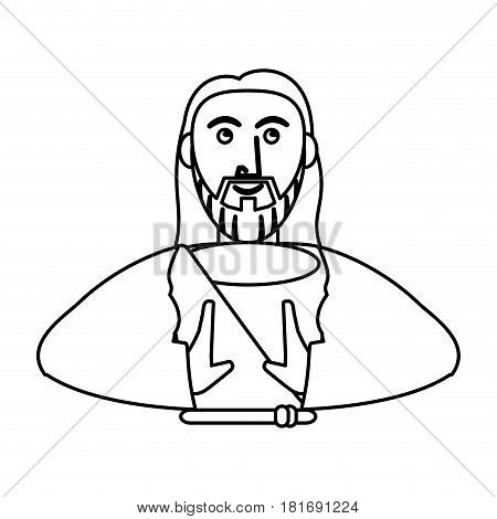 450x470 Jesus Christ With Sacred Outline Vector Illustration
