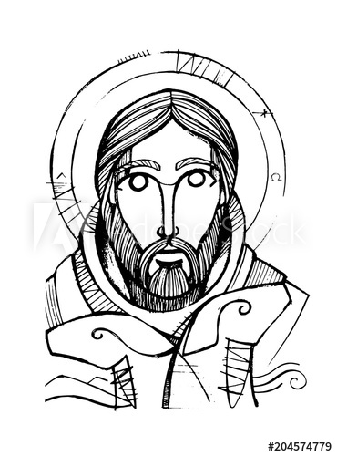 370x500 Jesus Christ Good Shepherd Pencil Illustration