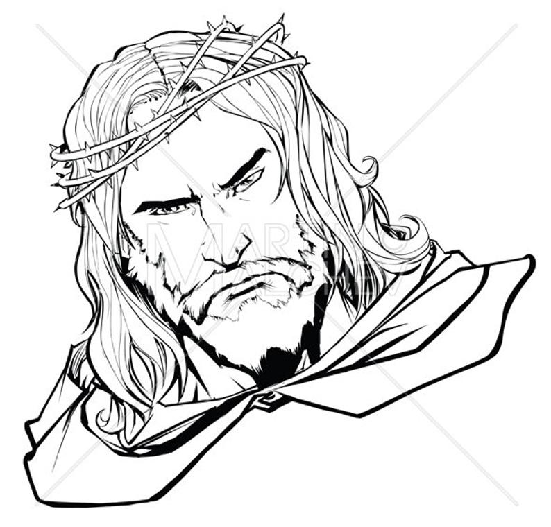 794x760 Jesus Portrait Line Art Vector Illustration Christ Etsy