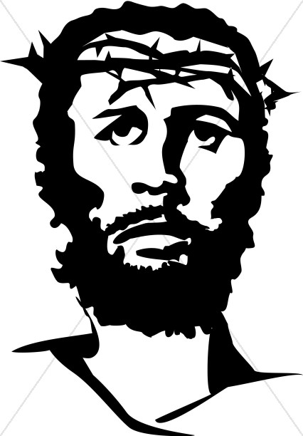 426x612 Jesus With Crown Of Thorns Graphic Portrait Good Friday Clipart