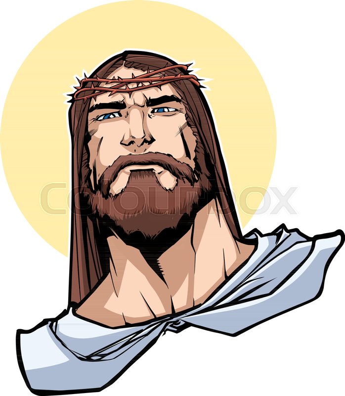 698x800 Portrait Of Jesus Christ Wearing Crown Stock Vector Colourbox