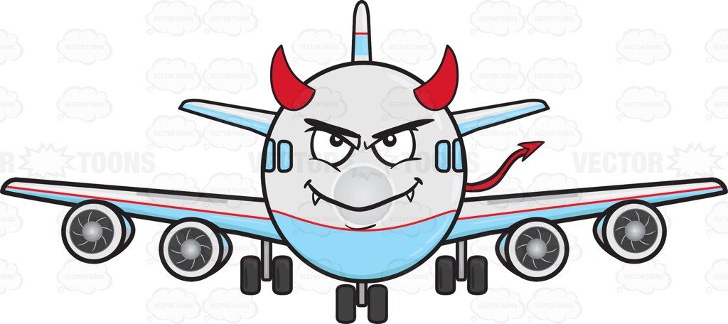 1024x456 Jumbo Jet Plane Smiling With Fangs Horns And Tail Emoji