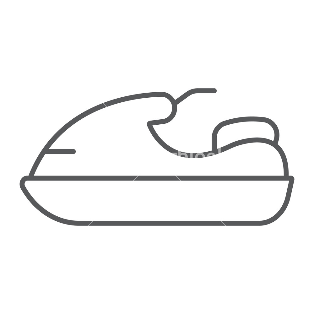 1000x1000 Jet Ski Thin Line Icon, Transport And Boat, Water Scooter Sign