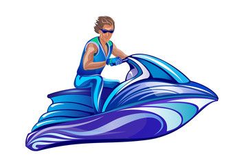 339x240 man sitting on water scooter, jet ski wall painting jet ski
