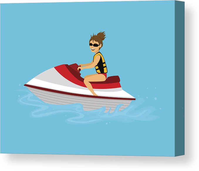 678x583 Woman Riding Jet Ski Vector Illustration Canvas Print Canvas Art