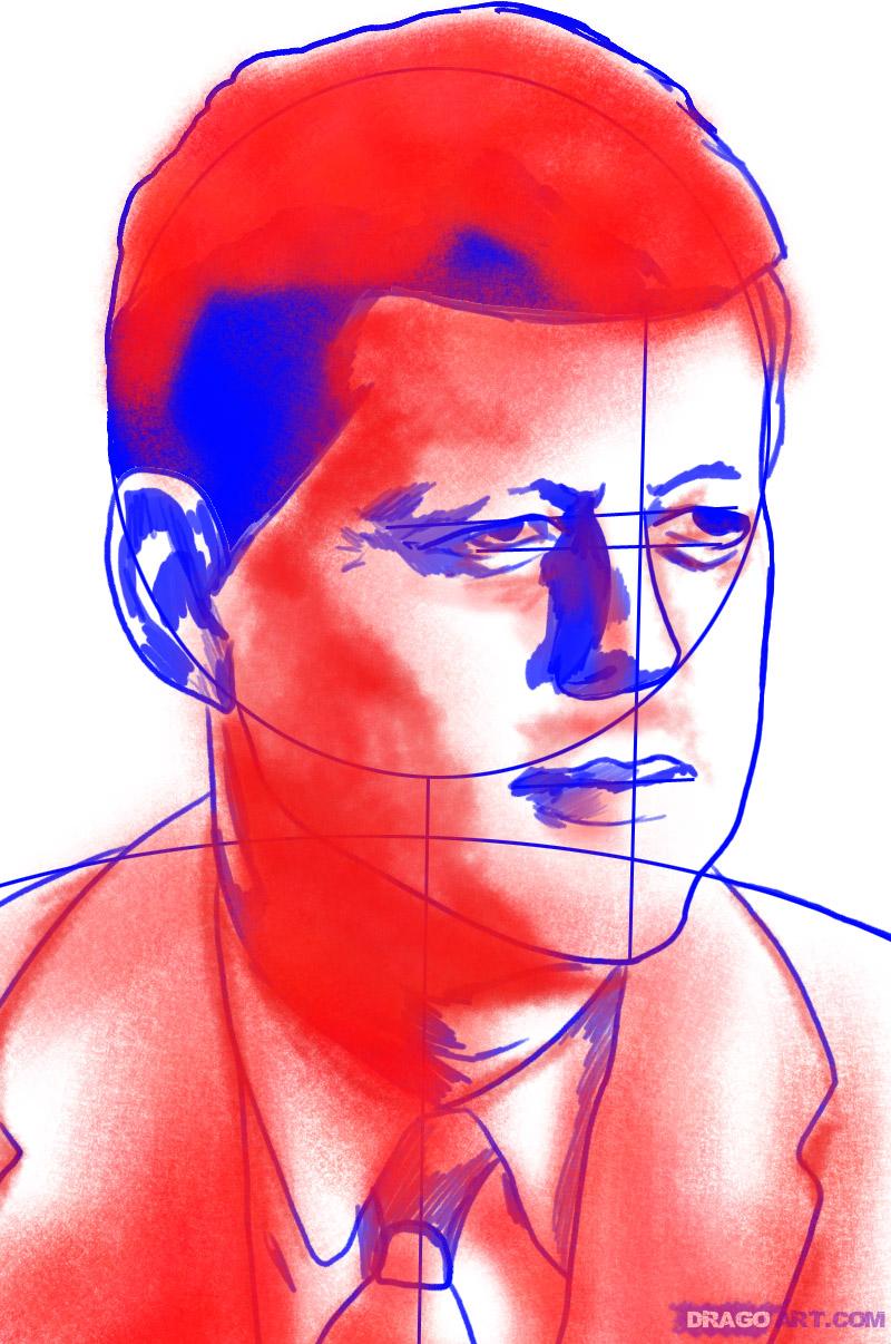 800x1206 how to draw john f kennedy, jfk, step