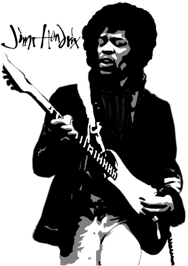 601x849 Stencil Of Jimi Hendrix