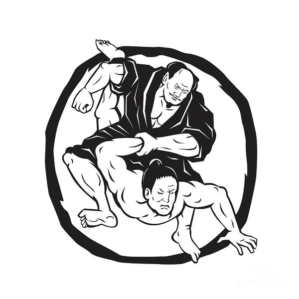 600x600 Samurai Jiu Jitsu Judo Fighting Drawing Poster