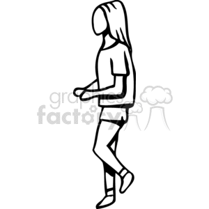 300x300 A Black And White Girl Jogging Clipart Royalty Free Clipart
