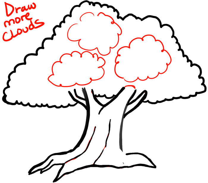 700x614 How To Draw Cartoon Trees With Easy Step