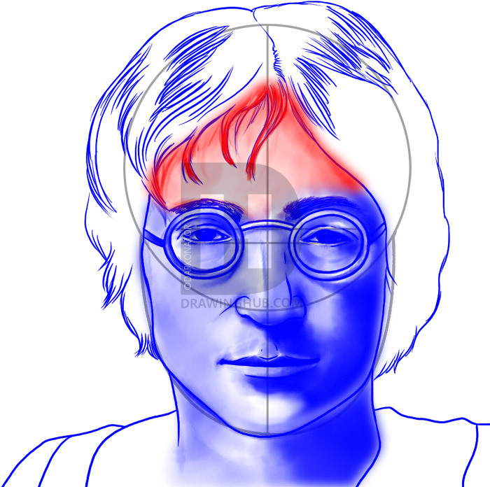 700x696 How To Draw John Lennon, Step