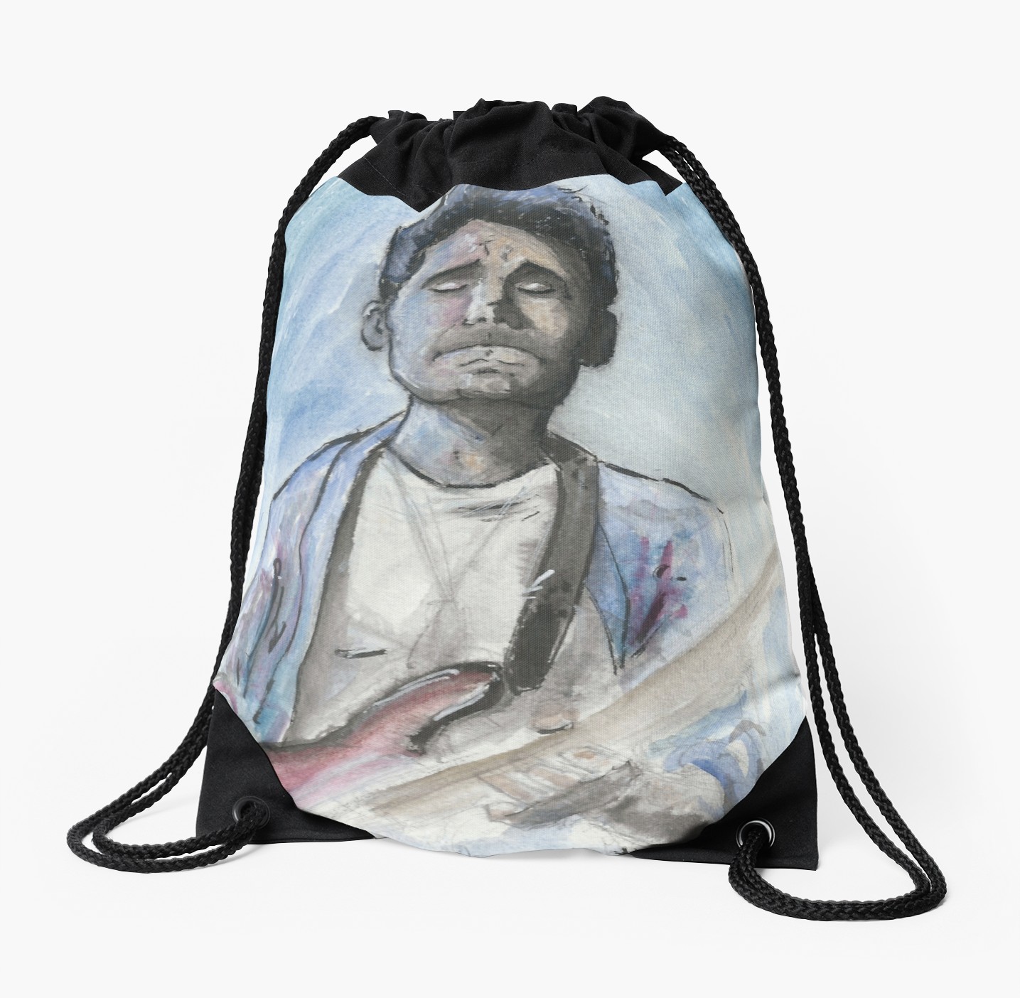 1435x1404 John Mayer In Watercolor Drawstring Bag