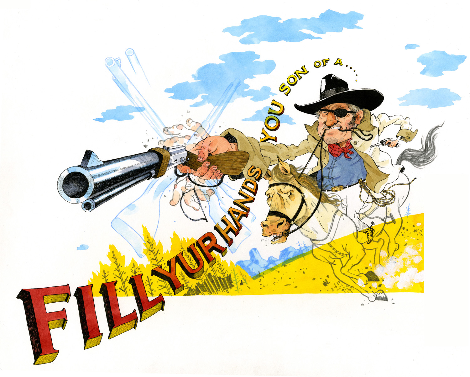 1500x1202 Drawing On Deadline John Wayne's Best Scene Ever