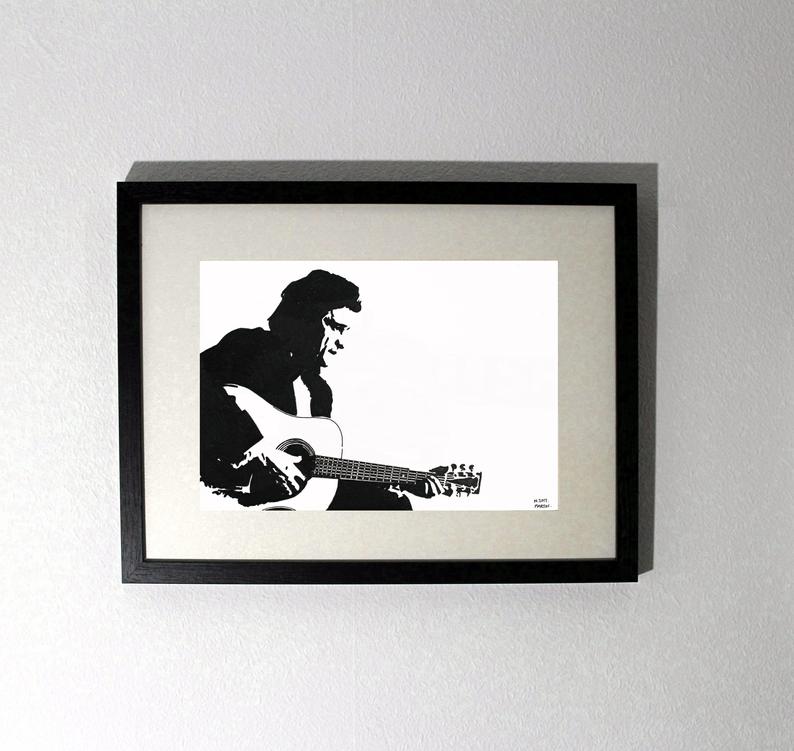 794x751 Johnny Cash Hand Drawn Original Size Drawing Not A Print Etsy