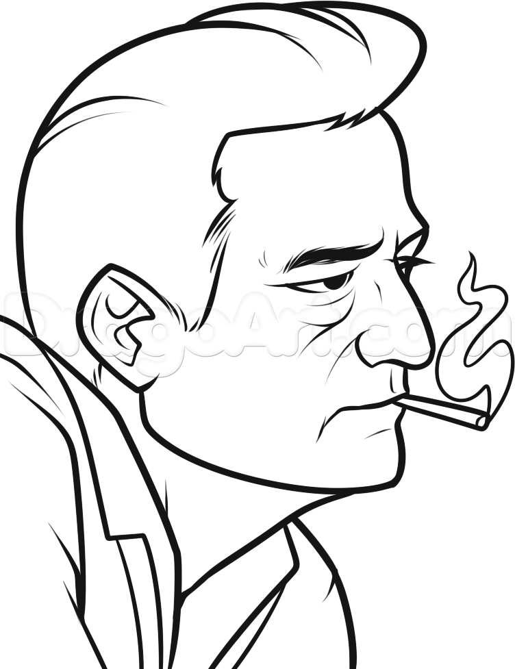 752x977 How To Draw Johnny Cash Easy, Step