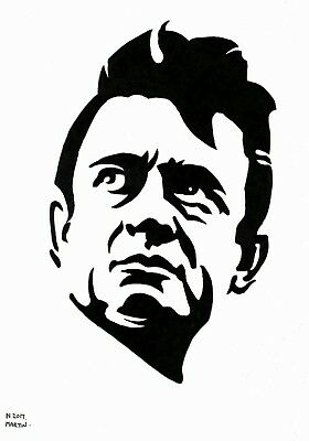 280x400 Johnny Cash Hand Drawn Size Original Drawing