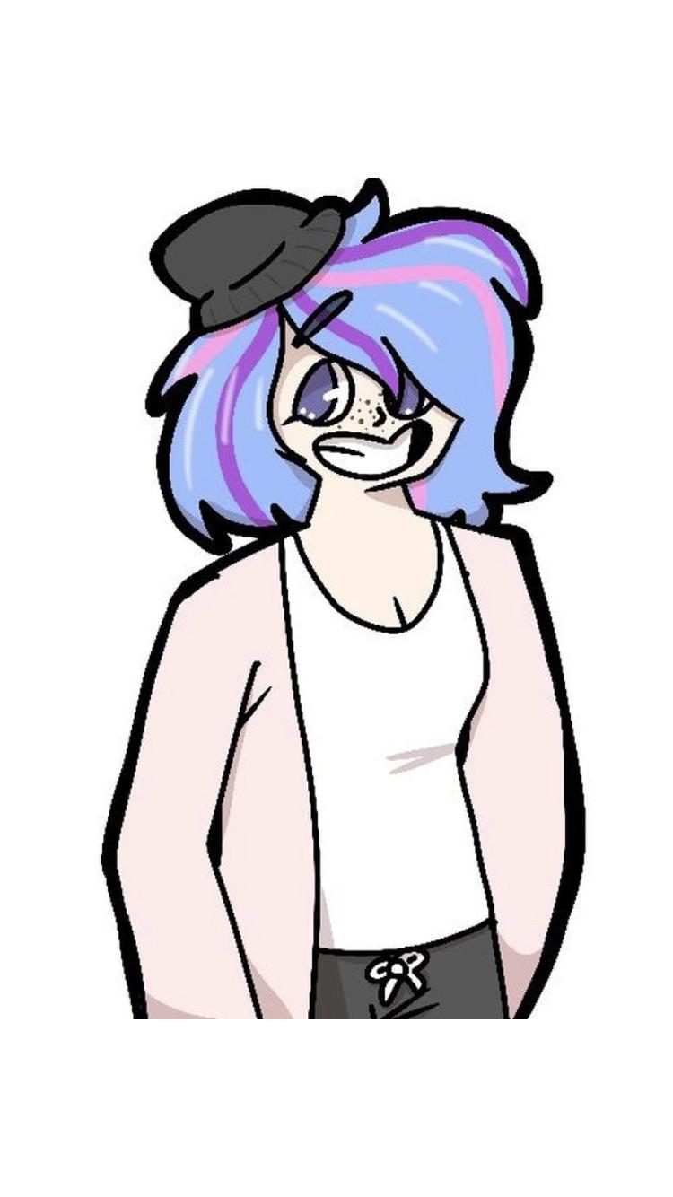 750x1334 can someone draw my stoner oc with slightly darker blue hair