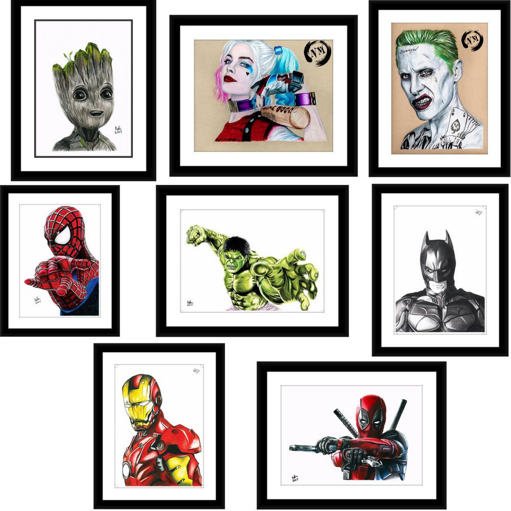 1000x1000 Harley Quinn Joker Groot Spiderman Ironman Batman Hulk Deadpool