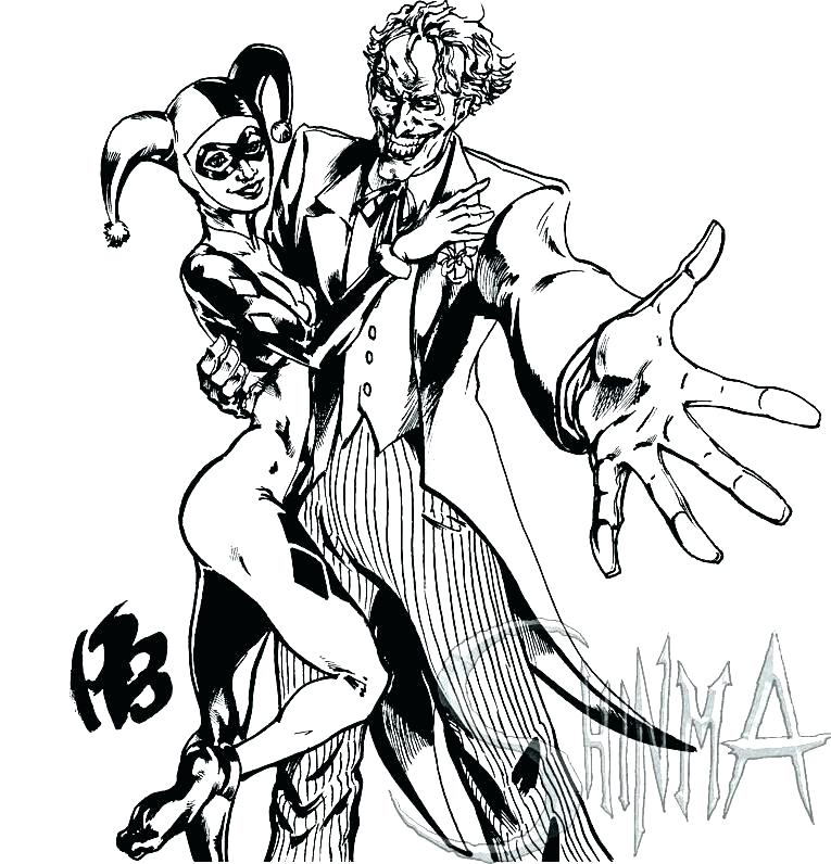 765x796 Harley Quinn And Joker Coloring Pages Easy Batman