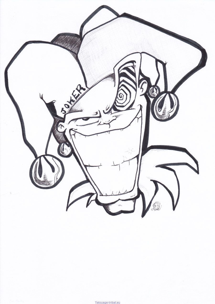 900x1272 Joker Tattoo Outline Drawings Sketch Template Art