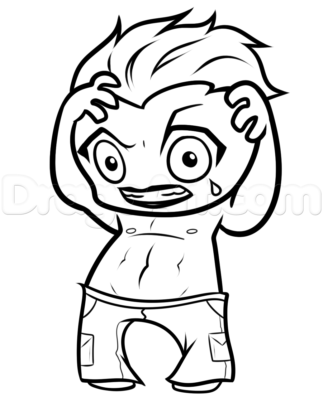 1037x1289 How To Draw Chibi Joker From Suicide Squad, Step