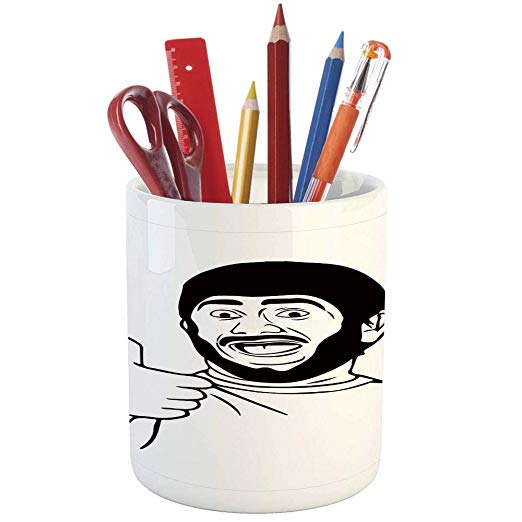 522x522 Pencil Pen Holder, Humor Decor, Printed Ceramic