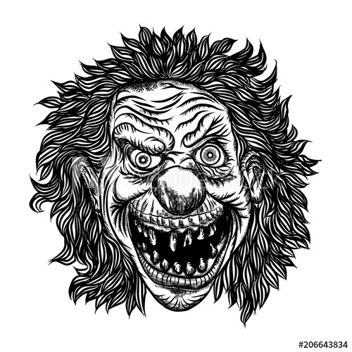 500x500 Scary Clown Head Concept Of Circus Horror Film Character Laughing