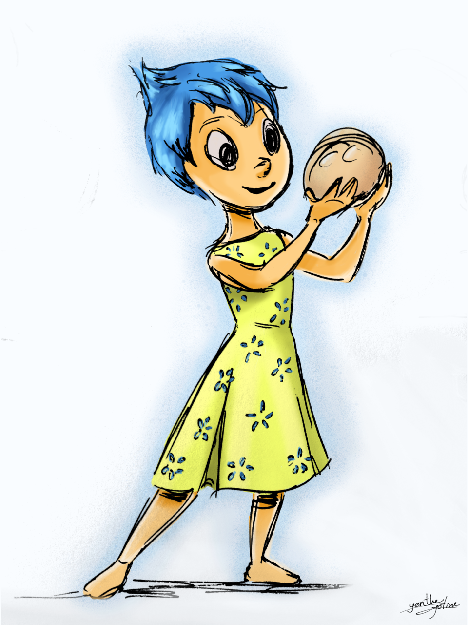 960x1280 Digital Fanart Drawing Of Joy From Disney Pixar's Inside Out