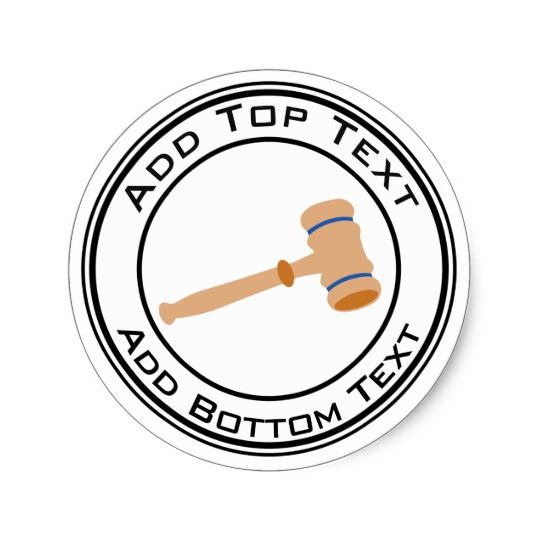 540x540 Custom Judge Gavel Classic Round Sticker