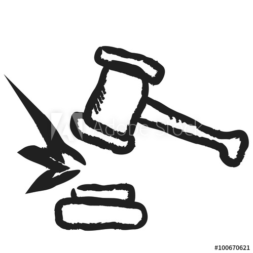 499x500 Doodle Judge's Gavel, Illustration Icon