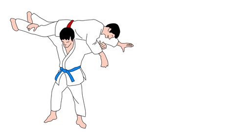 480x270 animated drawing of judo martial arts fighting competing throwing
