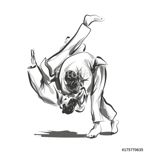475x500 vector line sketch fighting judo stock image and royalty free