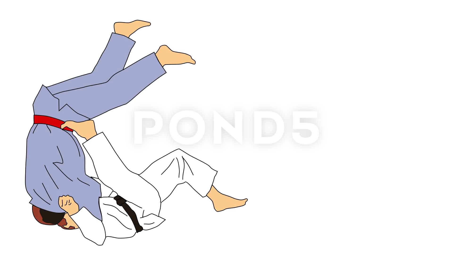 1920x1080 animated drawing of judo martial arts flip move clip