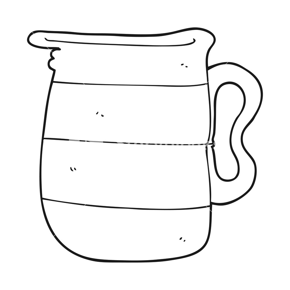 1000x1000 Freehand Drawn Black And White Cartoon Milk Jug Royalty Free Stock