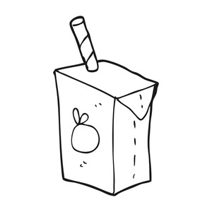 300x300 Freehand Drawn Black And White Cartoon Juice Box Royalty Free
