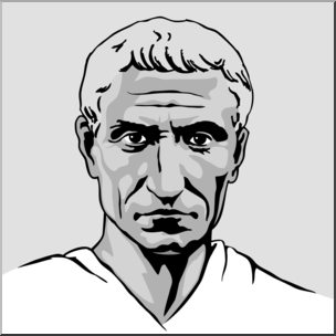 304x304 Clip Art Ancient Rome Julius Caesar Grayscale I