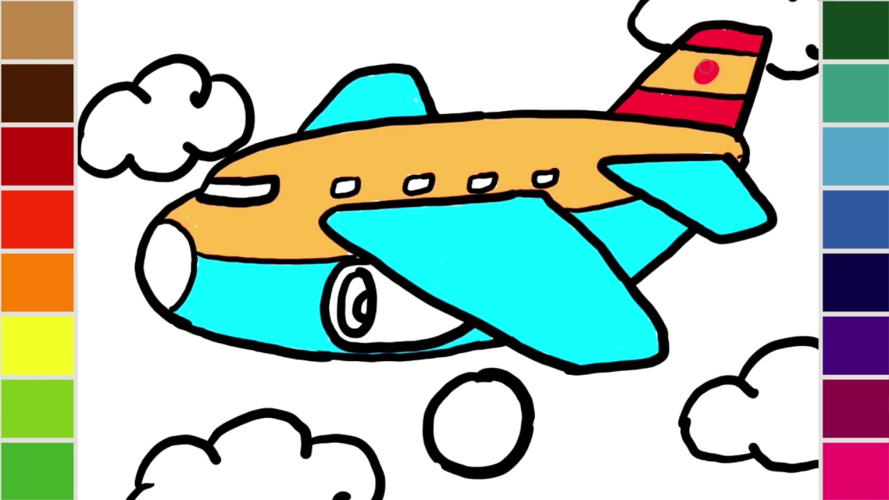 1280x720 How To Draw And Color And Passenger Jumbo Jet Airplane