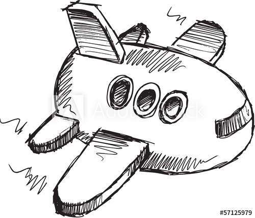 500x429 Sketch Doodle Drawing Jumbo Jet Vector Art