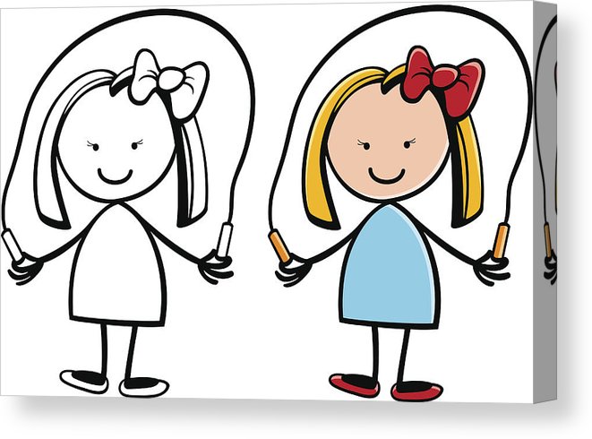 661x490 Cartoon Cute Girl With Jumping Rope Canvas Print Canvas Art