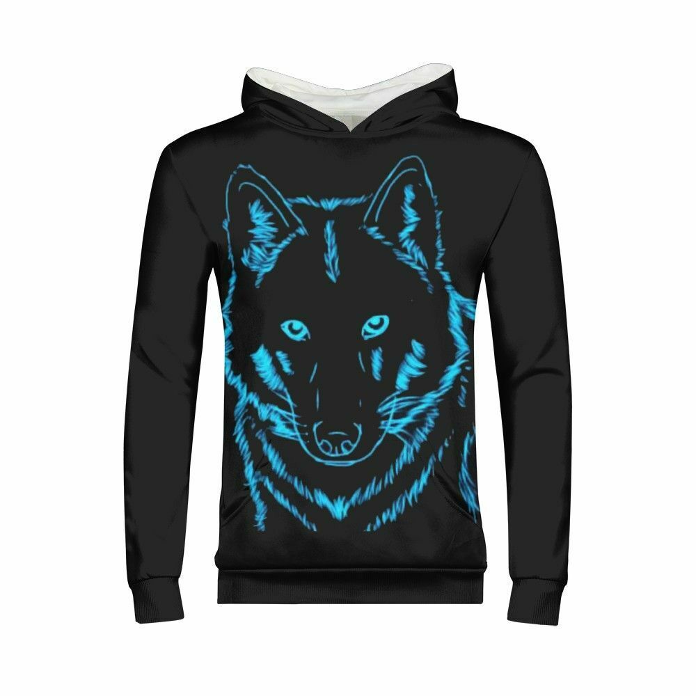1000x1000 wild blue wolf art drawing kids pullover hoodies sweatshirts