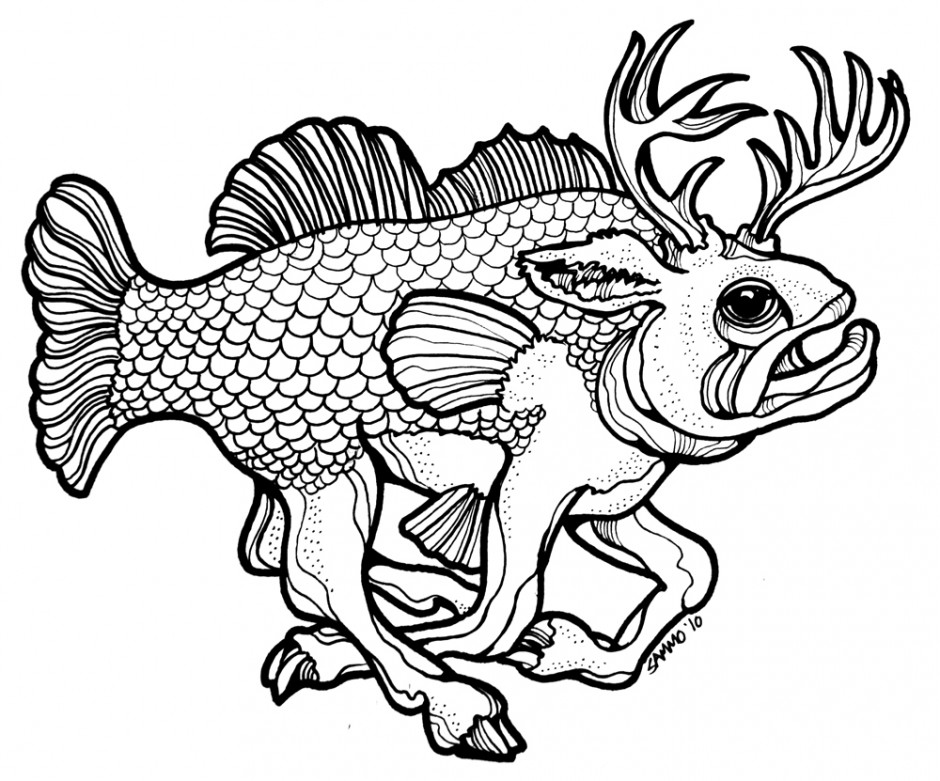 940x781 Jumping Fish Drawing