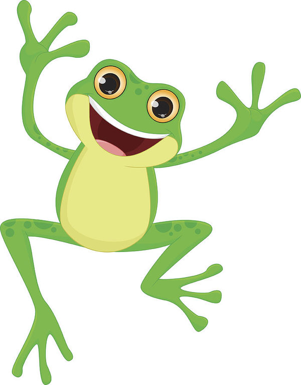 600x767 Happy Frog Cartoon Jumping Art Print