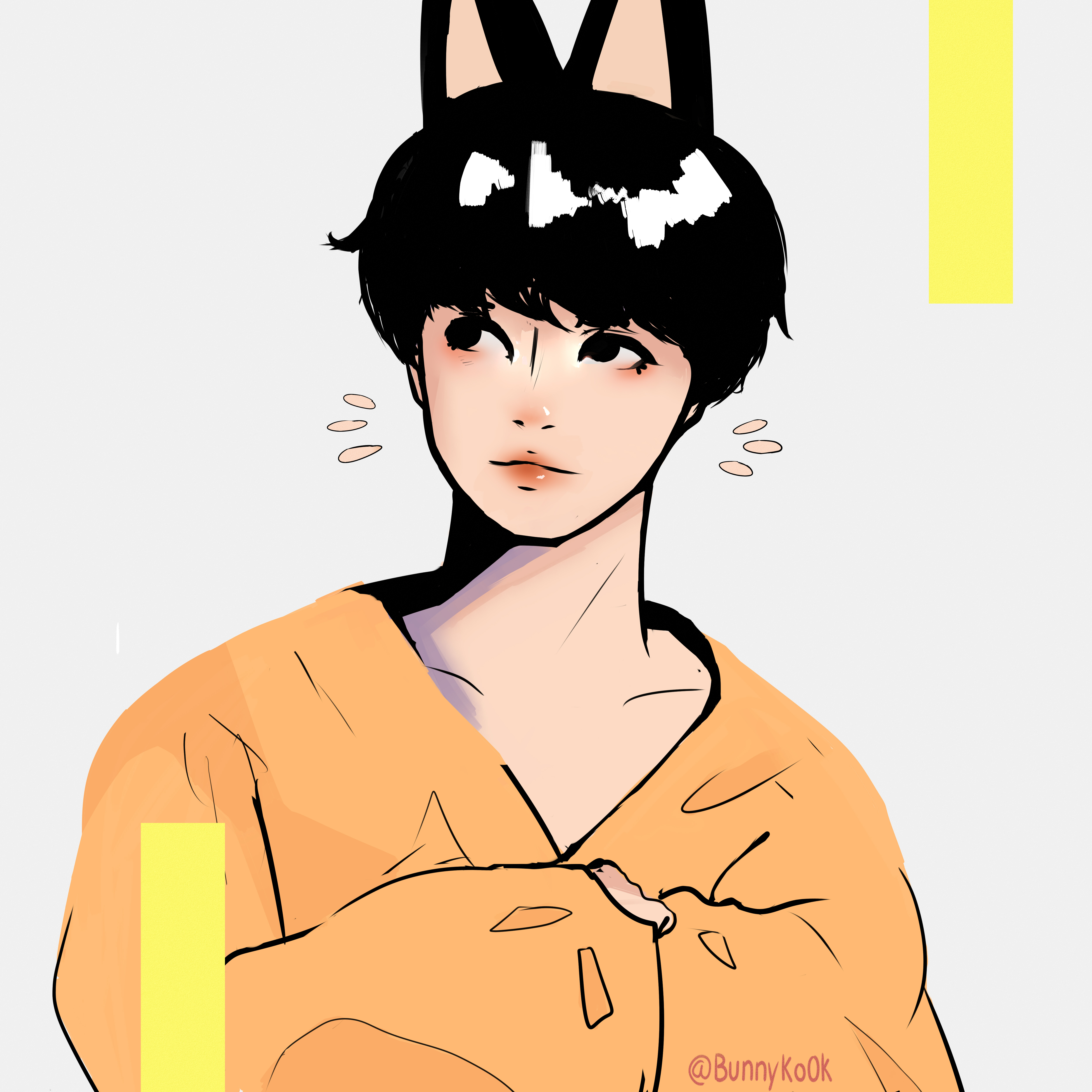 5000x5000 Cute Bunny Jungkook Bts Kpop Drawing