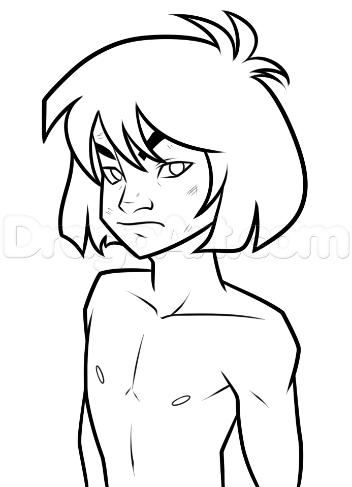693x959 draw mowgli from jungle book, step