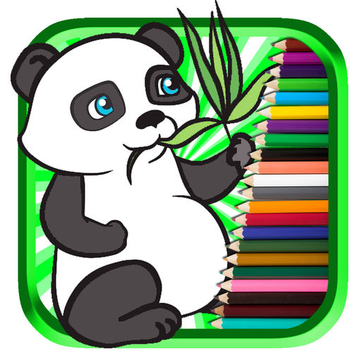 512x512 Little Panda Jungle Swing Coloring