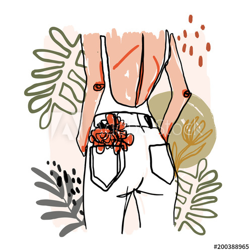 500x500 Modern Minimalist Continuos Line Female Portrait Trendy Abstract