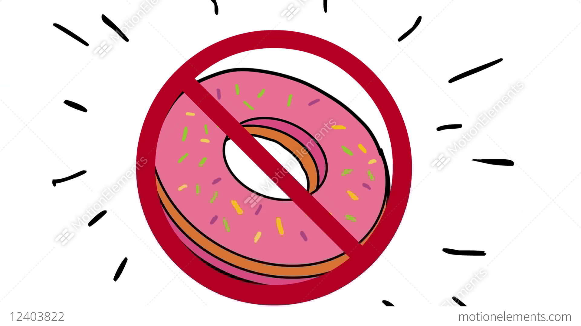 1920x1080 Prohibited Junk Foods Color Drawing Animation Stock Animation